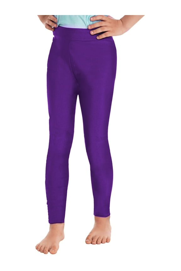 Girls Athletic Leggings Kids High Waist Leggings Yoga Pants Leotards Gymnastic Sports Workout Dark Purple 10