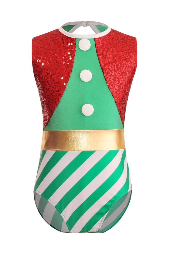Girls Christmas Ballet Dance Leotard Figure Skating Bodysuits School Festival Dancewear Green 12