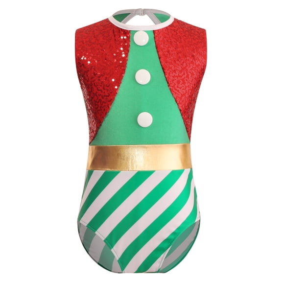 Ocealan Girls Christmas Ballet Dance Leotard Figure Skating Bodysuits School Festival Dancewear Green 6