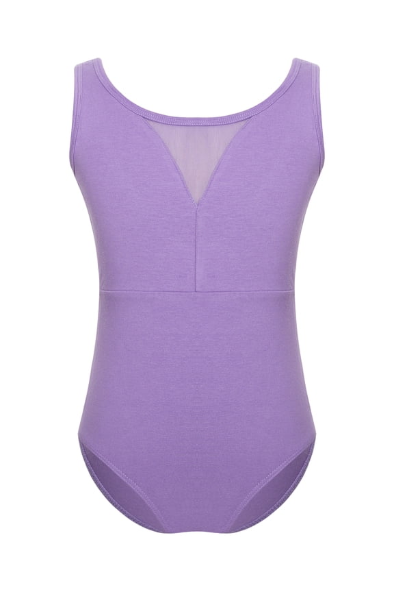 Girls Cotton Leotard Sleeveless Solid Color Bodysuit for Gymnastics Ballet Dance Unitard Purple 150