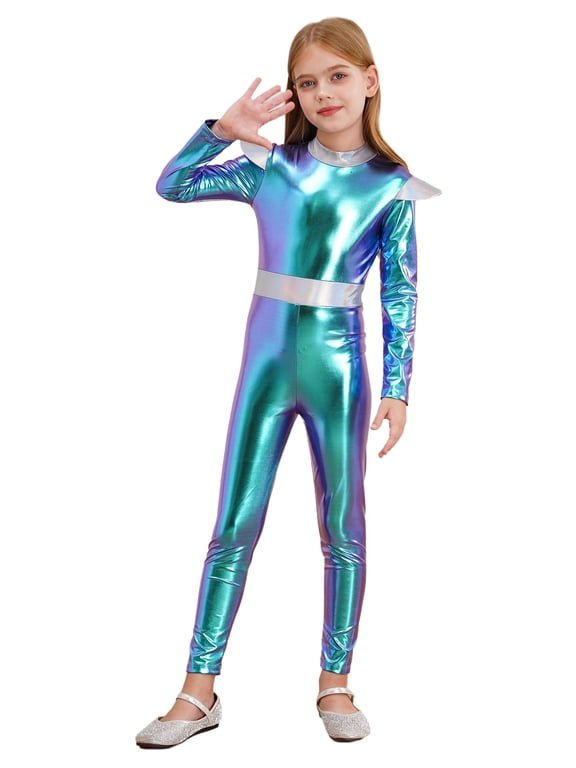 Kids Aliens Full Bodysuit Jumpsuit Space Man Star Warrior Overalls Romper for Party Blue 10