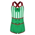 thumbnail image 1 of Ocealan Kids Girls Holiday Xmas Dance Romper Sequins X Back Boyleg Jumpsuits Green 6, 1 of 5