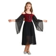 thumbnail image 1 of Ocealan Kids Girls Medieval Princess Dress-up Off Bell Sleeve Maiden Maxi Gown Dress Burgundy 6, 1 of 7