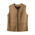 thumbnail image 1 of Ocealan Kids Medieval Pirates Suede Waistcoat Lace Up Vest Top Sailor Short Coat Brown 8, 1 of 5