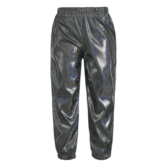 Ocealan Kids Shiny Dance Pants Sparkle Trousers Training Sweatpants Hip Hop Dancewear Stage Black 110
