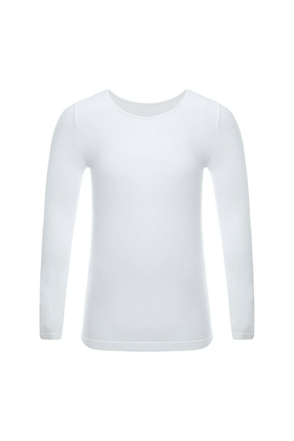 Kids Thermal Shirt Baselayer Top Unisex Boys Girls Long Johns Long Sleeve T Shirt Tops Type A White L
