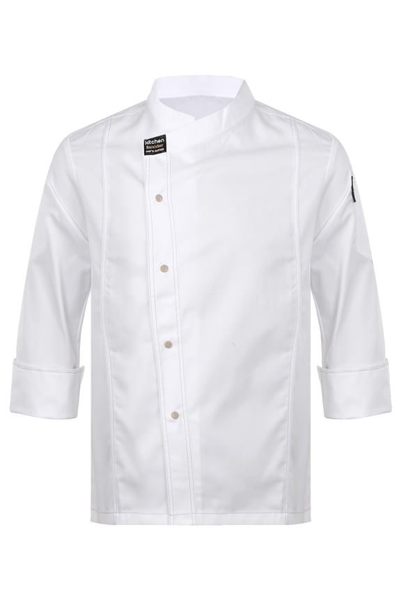 Mens Womens Unisex Kitchen Work Uniform Chef Coat Cook Jacket Restaurant Kitchen Chef Top White Long Sleeve M