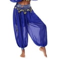 thumbnail image 1 of Ocealan Women Tribal Belly Dance Pants Chiffon Loose Harem Pants Bollywood Indian Lantern Pants Royal Blue One Size, 1 of 8