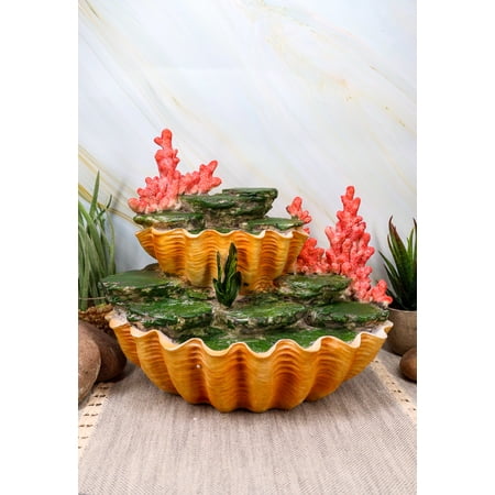 Ocean 2 Tier Golden Giant Clam Shells LED Light Display Stand For Mini Mermaids