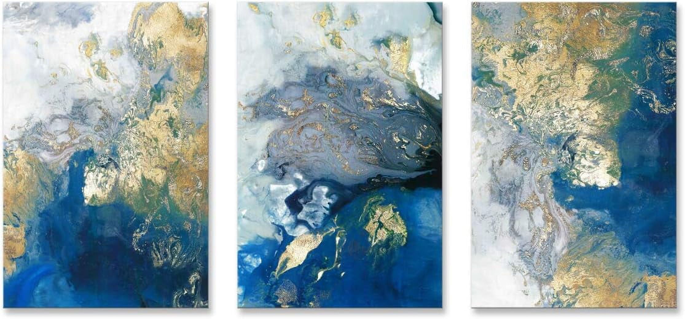 Abstract Blue and Gold Ocean Canvas Art Set