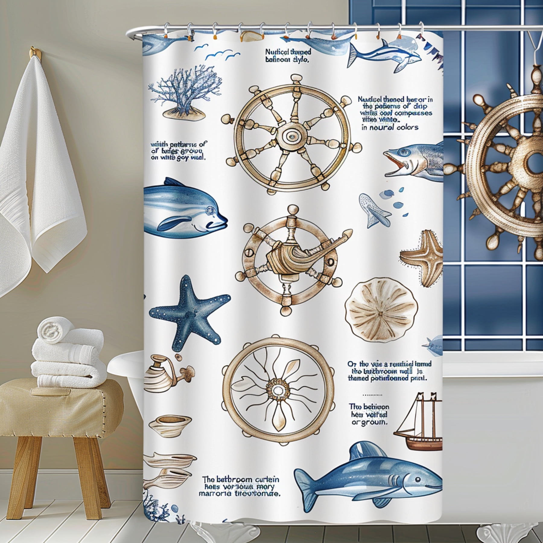 Ocean Adventure Shower Curtain for Kids Explore Marine Life with Fish ...