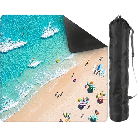 Ocean Aerial View Mahjong Mat, Coastal Beach Game Table Runner, 20.9''''x20.9'''' 31,5''''x31,5'''' 33''''x33'''', Anti-Slip Noise Reduction Table Protection Playmat