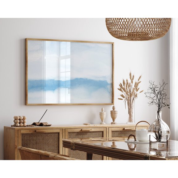 Ocean Aesthetic Blue Horizontal Zen Bathroom Beachy Wall Decor Design Accent Display Collection