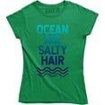 thumbnail image 1 of Ocean Air Salty Hair Seaside Sand Beach Fashion Funny Slogan Women T-Shirt, 1 of 4