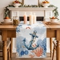 thumbnail image 1 of Ocean Anchors Table Runner, Orange Blue Summer Sea Corals Shells Starfish Cotton Linen Kitchen Table Decoration Washable Dining Tabletop Runners for Home Party Decor 16x72 Inches, 1 of 9