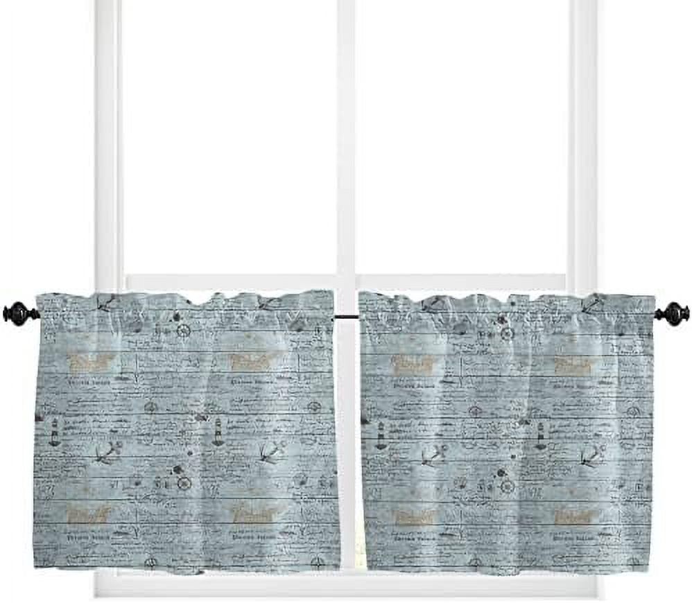 Ocean Anchors Window Curtains 45 Inches Long Set of 2 Panels Rod Pocket