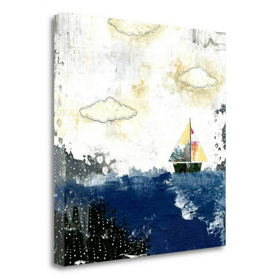 "Ocean And Sailboat" By Sarah Ogren Canvas Art (20 in. W x 20 in. H (6 lbs.))