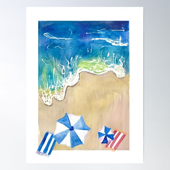 Ocean And Sun Beach Poster Wall Art, Modern Wall Decor For Living Room Bedroom, 24x36 UNFRAMED