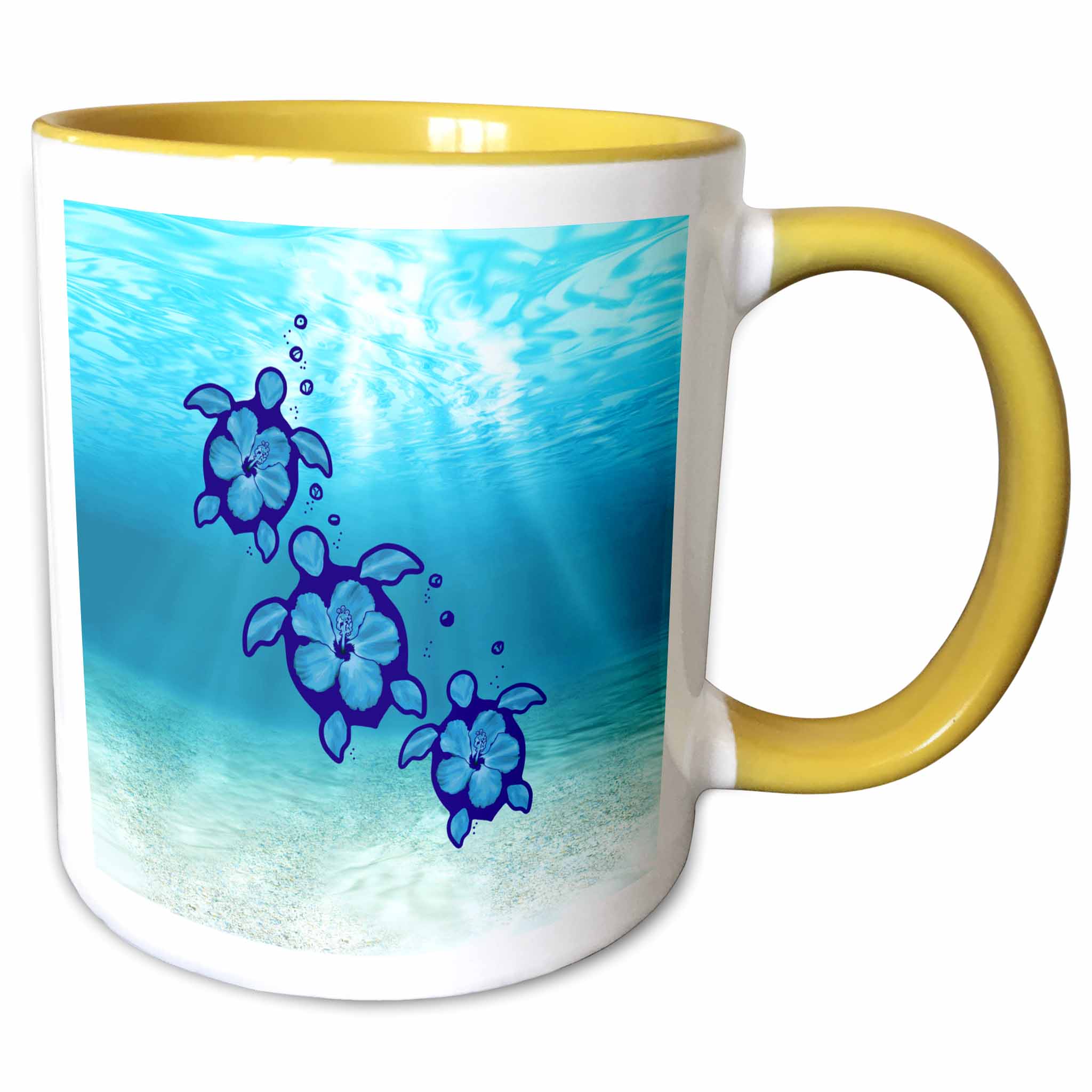 Turtle Shell Cups 3drose, Ocean Animal Art of Tropical Sea Turtles with Hibiscus Flower ...