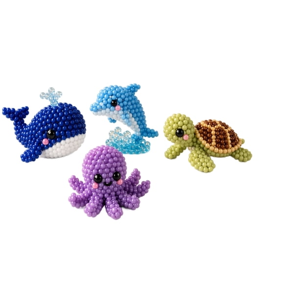 Ocean Animal Bead DIY Craft Kit for Kids with Whale Dolphin Octopus Turtle Models Creative Handmade Educational Set