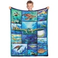 thumbnail image 1 of Ocean Animal Blanket Smooth Soft Starfish Shark Turtle Print Blanket Kid Baby for Sofa Chair Bed Office Travelling Camping 30x40 Inch, 1 of 7