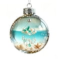thumbnail image 1 of Ocean Animal Christmas Ornaments, 3.2In Blue Hanging Bauble with Sea Glass Decor, Coastal Beach Themed Decoration with Seashells Starfishes for Christmas Tree Party Gifts, 1 of 7