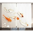 thumbnail image 1 of Ambesonne Animal Curtains 2 Panel Set, Traditional Spotted Koi Fish, 108" x 84", Orange Beige, 1 of 3