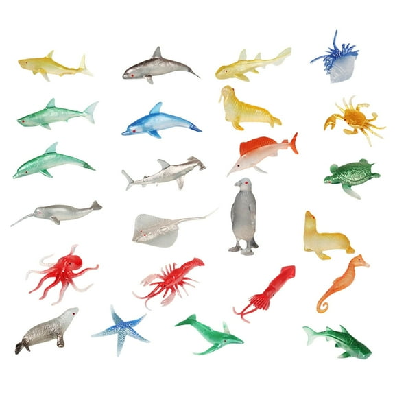 Ocean Animal Figures Set, 12/24 Pack Realistic Plastic Sea Creature Toys, Pool Party Bath Toys for Kids, Educational Marine Life Set for Children Birthday Gift