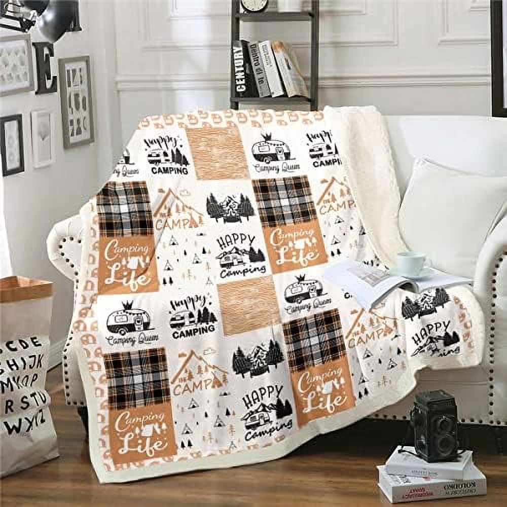 Ocean Animal Fleece Blanket Cartoon Pike Fish Sherpa Blanket Vintage Lake House Blanket Fishing Themed Throw Blanket for Sofa Country Lodge Flannel Blanket Camping Accessories Walmart