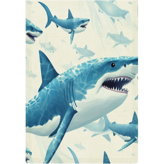 Ocean Animal Lover Garden Flag Small Vertical Double Sided 12x18 Inch Blue and White Shark Design for Home Outdoor Yard Winter Farmhouse Holiday Decor