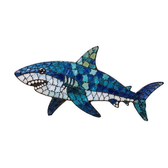 Ocean Animal Mosaic DIY Craft Kit, Sea‑Creature Glass Tile Mosaic Set with Wooden Base, Complete Supplies for Home Art Project, Shark Handmade Decoration