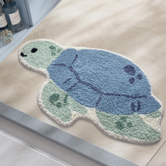 Ocean Animal Play Mat 20x33 Inch, Cute Animals Large Non Slip Super Soft Plush Area Rug for Kids Room Playroom Nursery Bedroom, Educational Washable Circular Floor Mat for Home Room Decorative