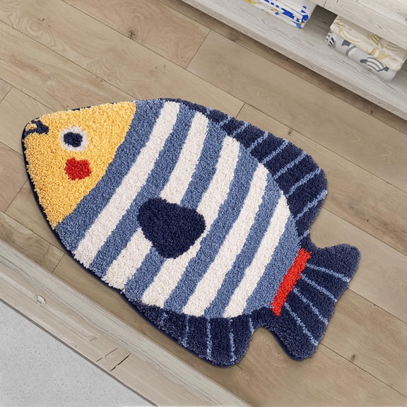 Ocean Animal Play Mat 20x33 Inch, Cute Plush Area Rug for Kids Room, Non-Slip Soft Nursery Floor Mat, Educational Washable Carpet for Playroom, Decorative Rug for Bedroom