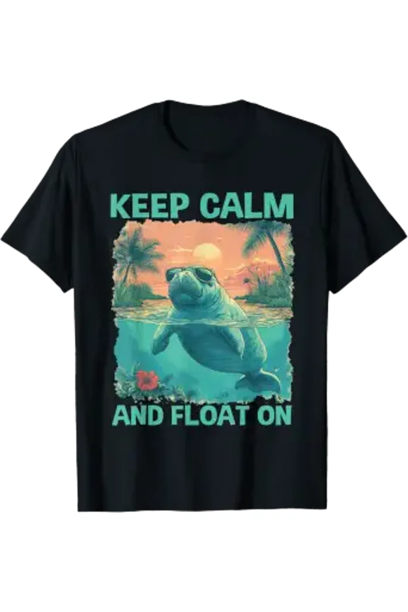 Ocean Animal Sea Keep Calm Cool Florida Manatee T-Shirt