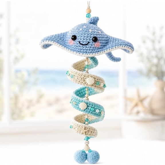 Ocean Animal Spiral Crochet Hanging Ornament Kit, Beginner-Friendly DIY Yarn Craft Set for Adults, Handmade Window and Wall Hanging Decor
