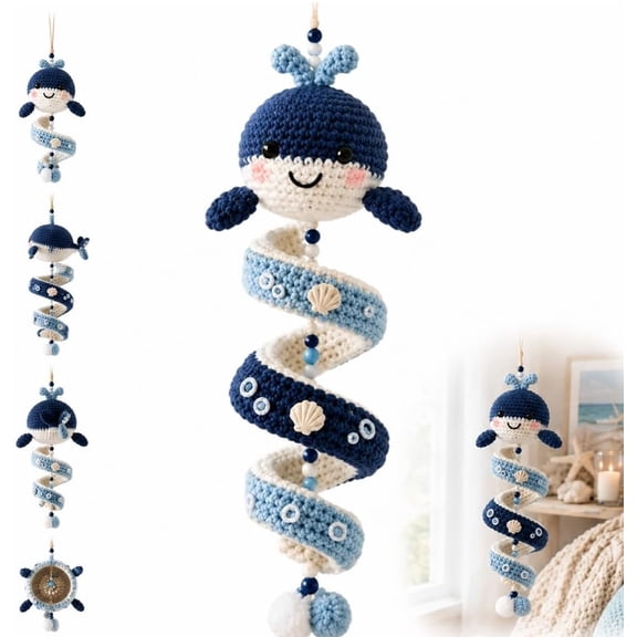 Ocean Animal Spiral Crochet Hanging Ornament Kit, Boho Wind Spinner Decor for Wall Window