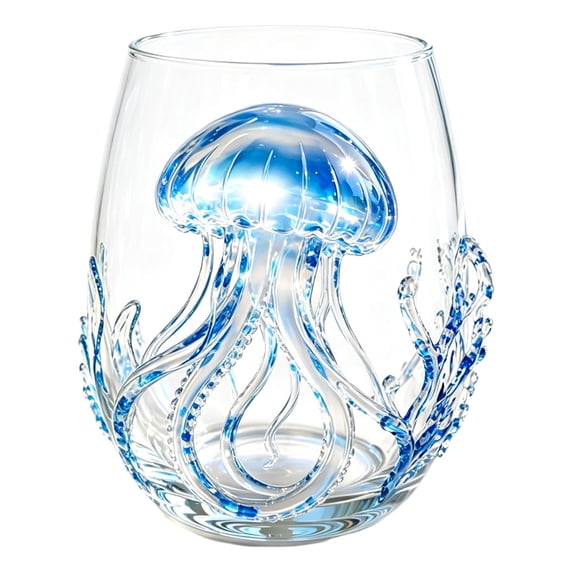 Ocean Animal Stemless Wine Glass, Coastal Nautical Table Decor, Sea Creature Themed Drinking Cup, Beach House Home Decor, Summer Party Tableware Accent