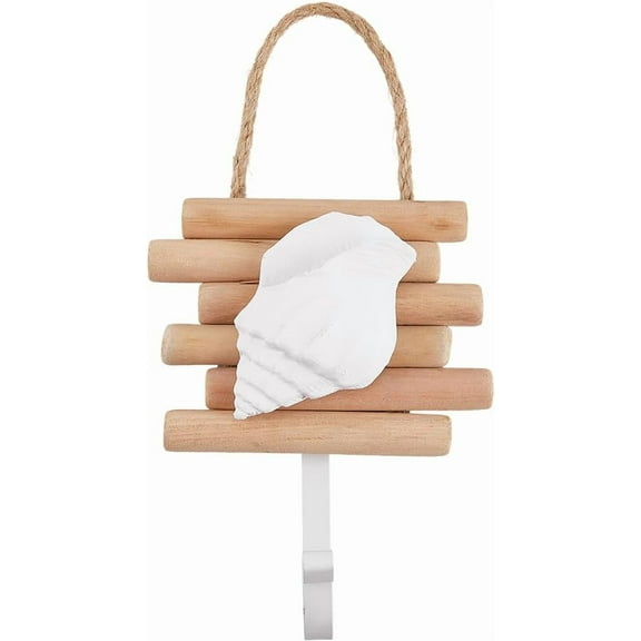 Ocean Animal Towel Hanger Rustic Wood Wall Hooks Conchs Hook Nautical Home Beach Themed Towel Hangers 15x12cm Wooden Wall Mounted Coat Rack for DIY Making