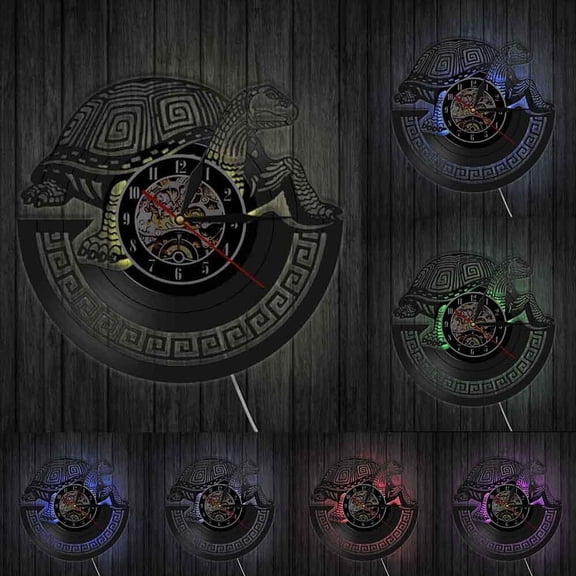 Ocean Animal Tribal Turtle Modern Wall Clock Sea Turtle Vinyl Record Wall Clock Tortoise Kid Room Nusery Wall Decor Turtle Gift