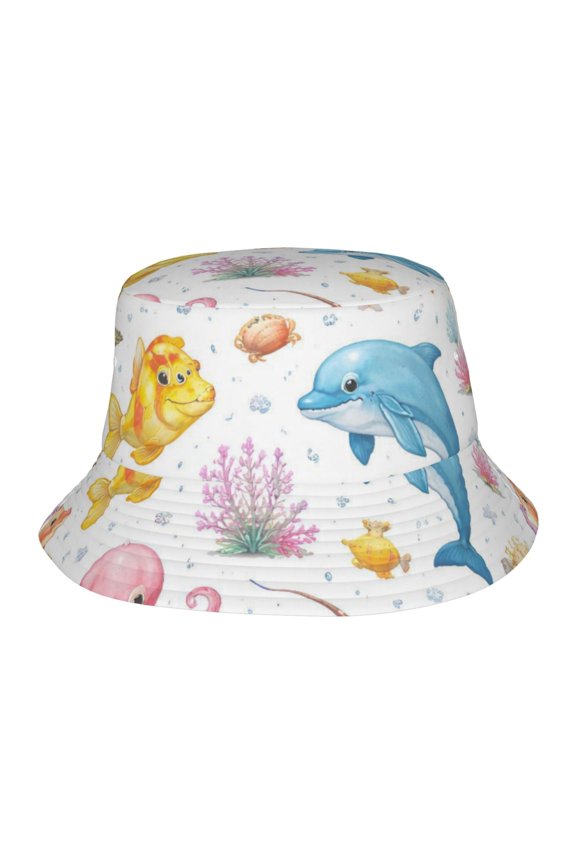 Ocean Animal Watercolor Fisherman's Hat Lightweight and Breathable Sun Hat Suitable for Both Men and Women