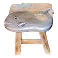thumbnail image 1 of Ocean Animal Whale Wooden Whitewash Child Bath Carved Kitchen Bath Step Stool, 1 of 1