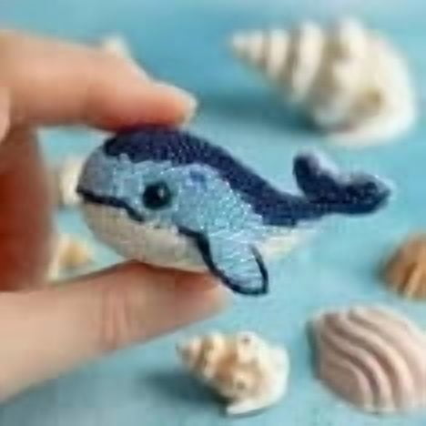 Ocean Animals 3D Diy Beadwork Craft Kits,Complete Starter Kit with Full-Color Instructions Whale Bead Embroidery