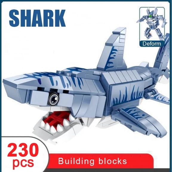 DIY Ocean Animals Robot Deformation Building Block Creative Assembly Crab Shark Lobster Toys for Kids Adults Gift Small Particle