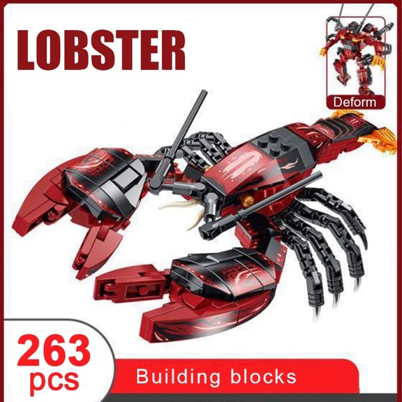 DIY Ocean Animals Robot Deformation Building Block Creative Assembly Crab Shark Lobster Toys for Kids Adults Gift Small Particle