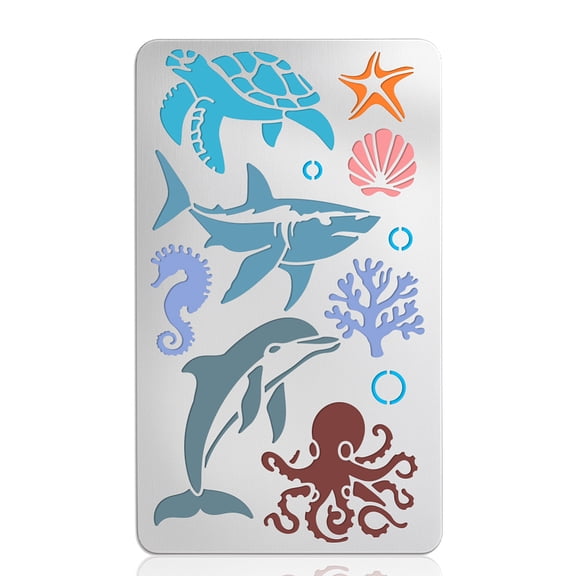 Ocean Animals Pattern Metal Stencil Dolphin Seashell Stainless Steel Reusable Metal Template Cutting Dies Drawing Stencils Tool Template