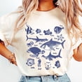 thumbnail image 1 of Ocean Animals Sketch Graphic Shirt Marine Life Illustration Fish Shark Turtle Sea Creatures Study Chart Art Graphic Tee Comfort Colors Unisex Cotton T-Shirt, Sizes S-3XL, 1 of 3