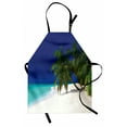 thumbnail image 1 of Ocean Apron Tropical Untouched Island Getaway Nature Coast Colorful View Picture, Unisex Kitchen Bib Apron with Adjustable Neck for Cooking Baking Gardening, Navy Blue Green White Aqua, by Ambesonne, 1 of 3