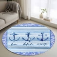 thumbnail image 1 of Ocean Archor Round Area Rug 4Ft Washable Circle Rugs for Bedroom Dining Room, Summer Rustic Nautical Coastal Beach Blue Stripes Non-Slip Carpet Floor Mats Indoor Outdoor Carpet Runner Home Decor, 1 of 8