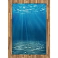 thumbnail image 1 of Ocean Area Rug, Sun Rays Bursting into Deep Under Sea Wilderness Scenery Waterscape Picture Print, Flat Woven Accent Rug for Living Room Bedroom Dining Room, 2.6' x 5', Blue Turquoise, by Ambesonne, 1 of 2