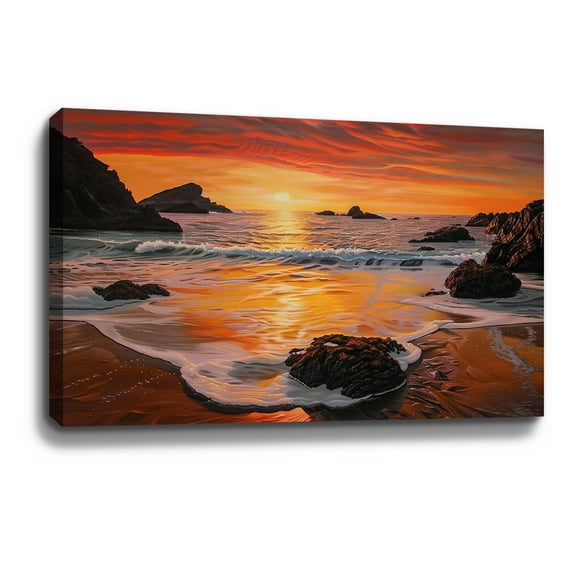 Ocean Art Wall Decor Ocean Wall Art Beach Wall Art Sea Rock Beach Canvas Wall Art Painting For Livingroom Decor Office Bedroom Decoration